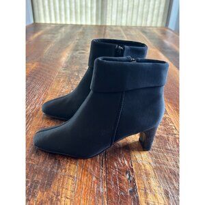 Cinderella of Boston Womens Black Ankle Booties With Folded Cuff & Side Zipper S